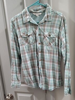 Men's Mint Plaid Button-Up Shirt